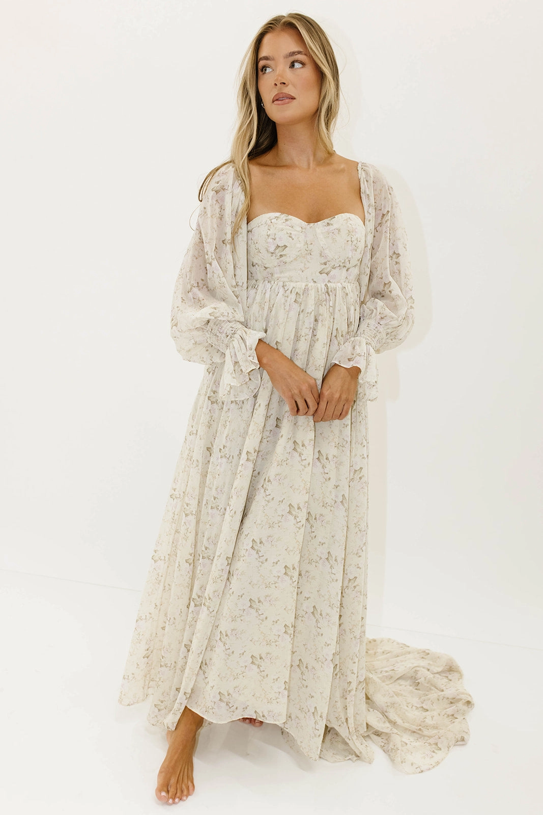 Relaxed Waist Fit Playful Twist Delilah Maxi Dress with Train in Blush - Bump Friendly