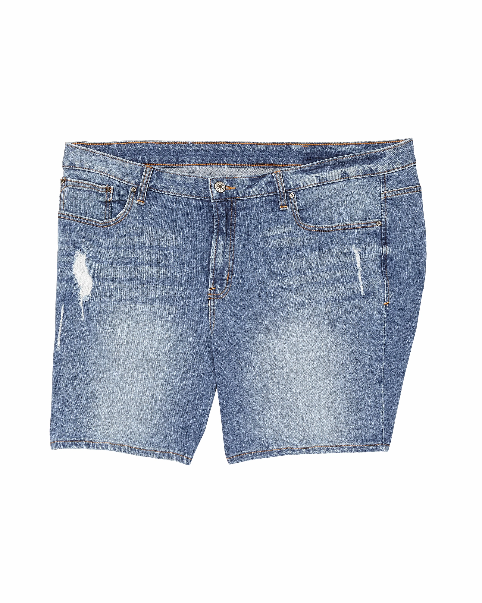 Seamless Waistband Finish Office Wear Couple Look Work Ready Delmar Destructed Boyfriend Shorts | Light Wash