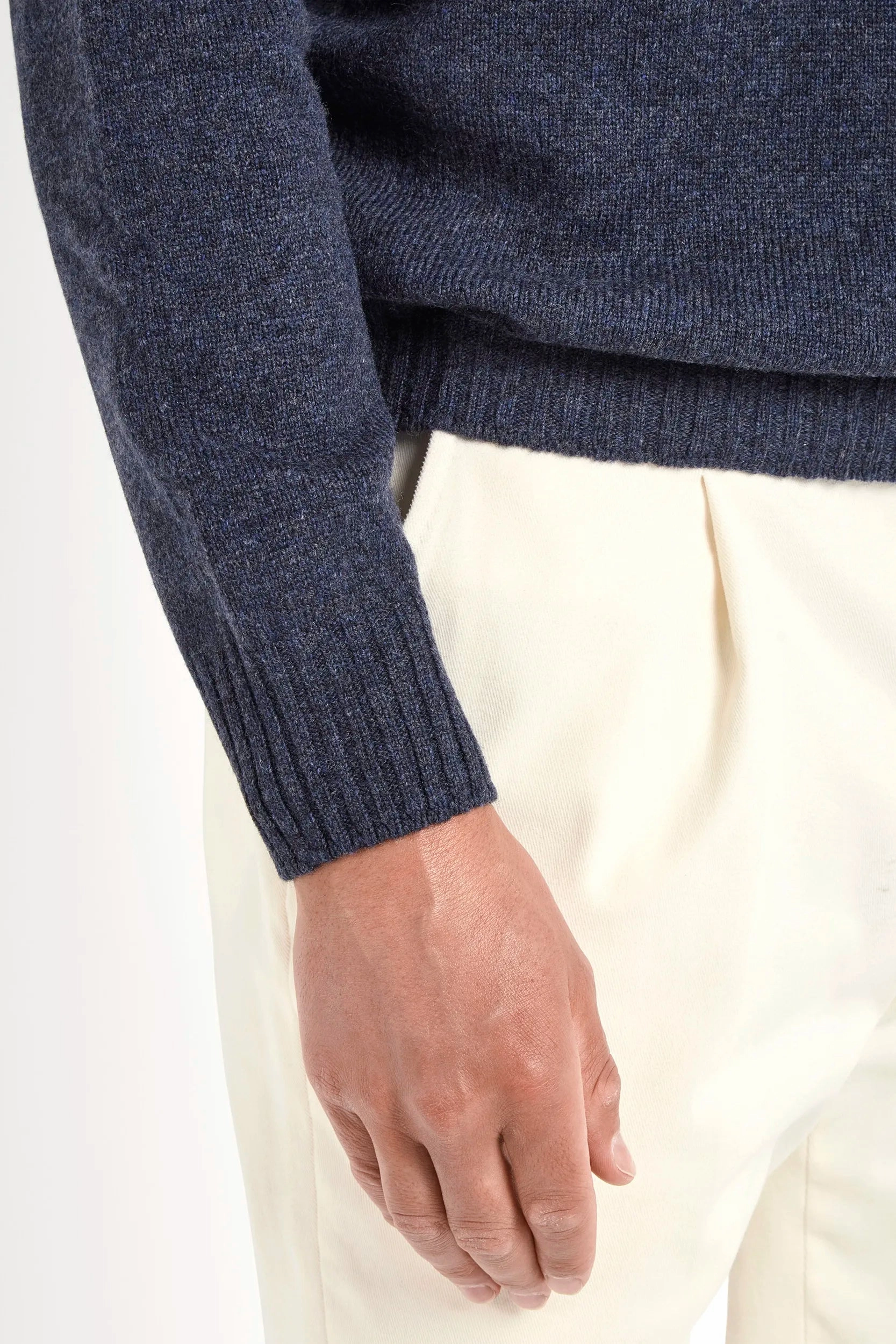 LowImpact Processing Denim blue mock neck - Made in Italy