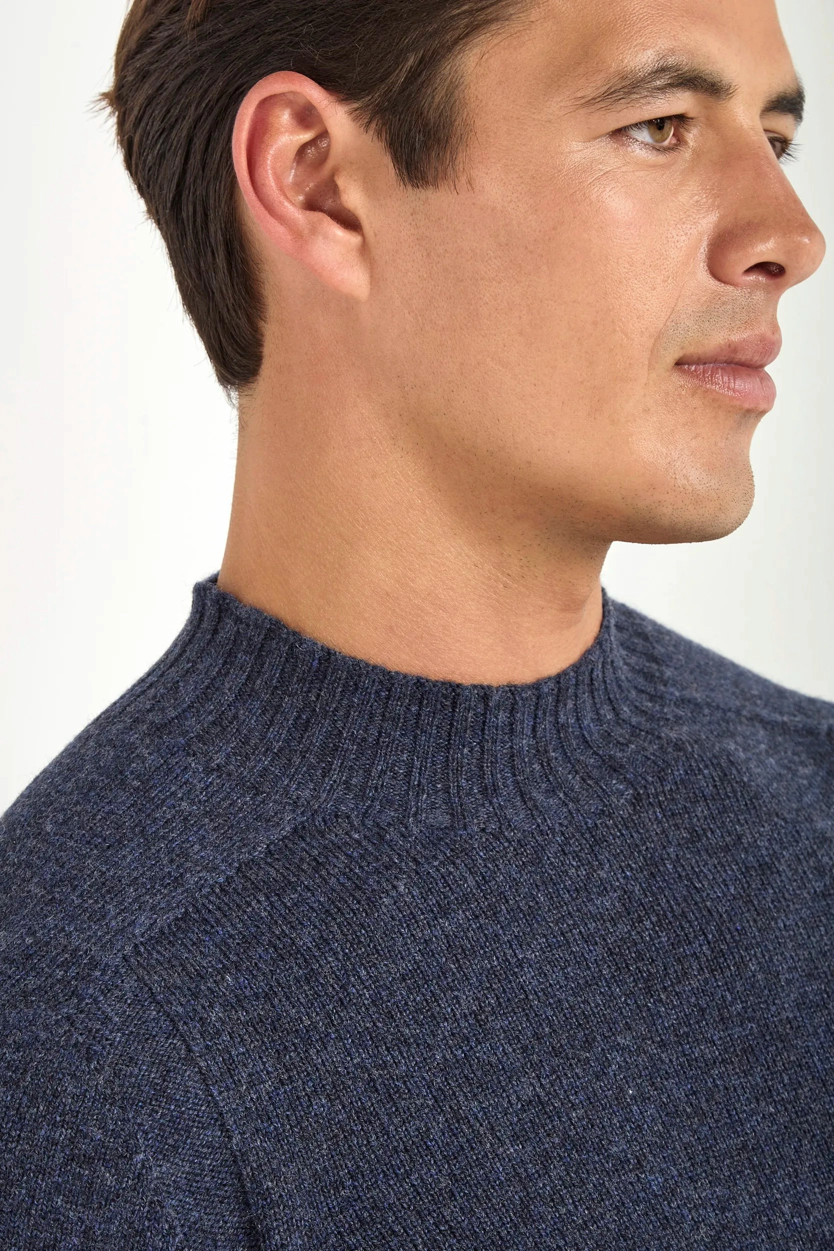 Denim blue mock neck - Made in Italy Breathable mesh lining