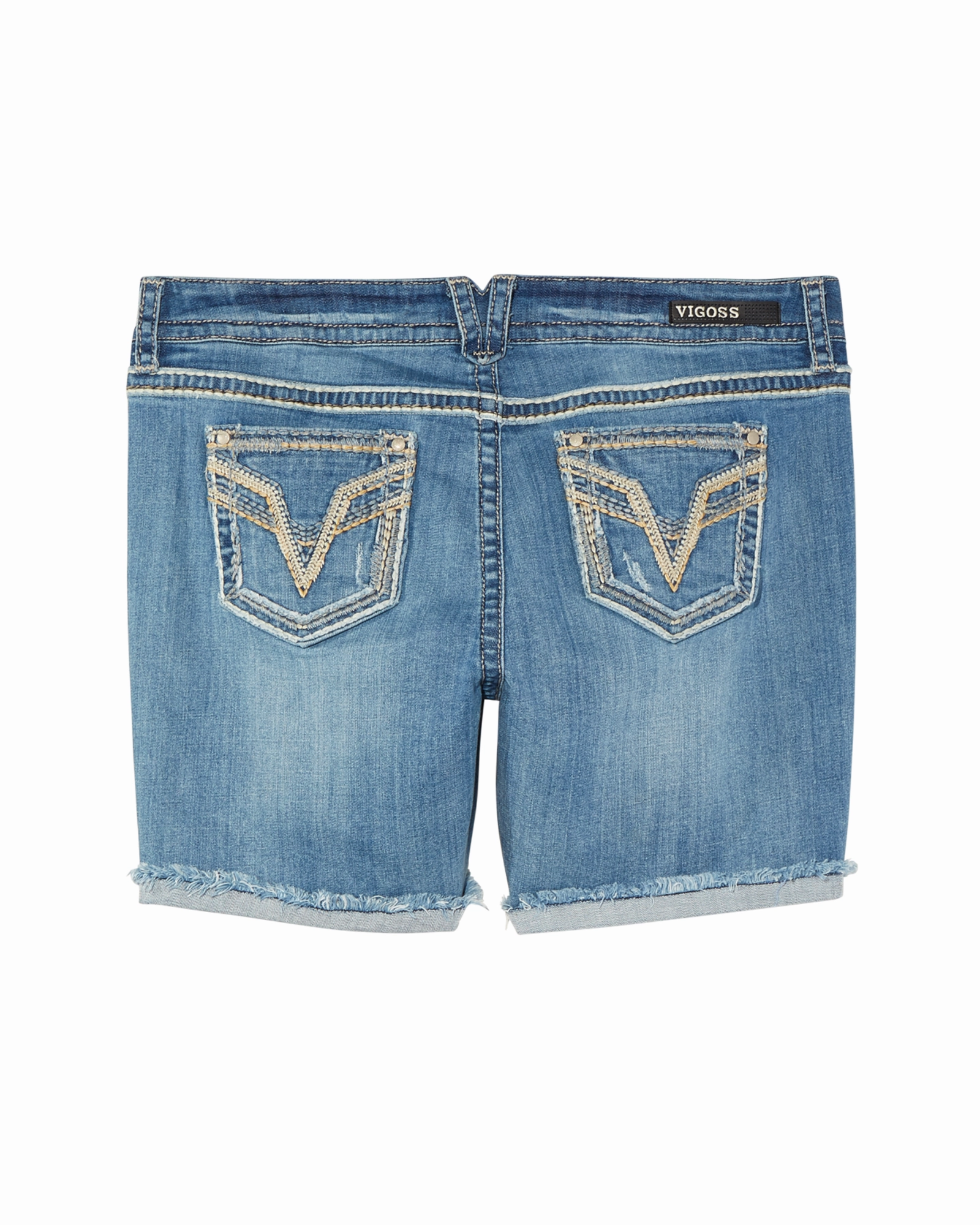 Denton Rolled Shorts with Stitching Details | Light Wash Urban Style