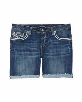 Denton Rolled Shorts with Stitching Details | Medium Wash Lightweight Morning Stroll