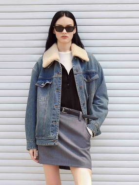 Detachable Collar Denim Jacket single layer