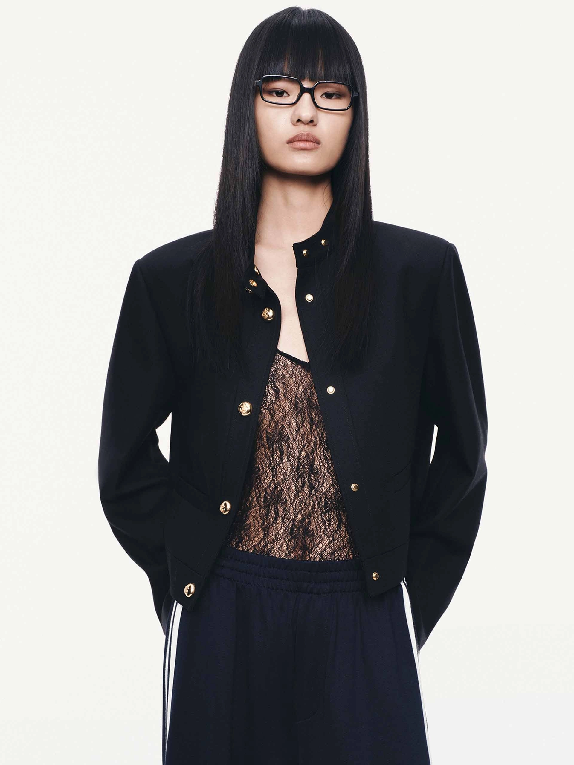 Connection Mock Neck Cropped Jacket