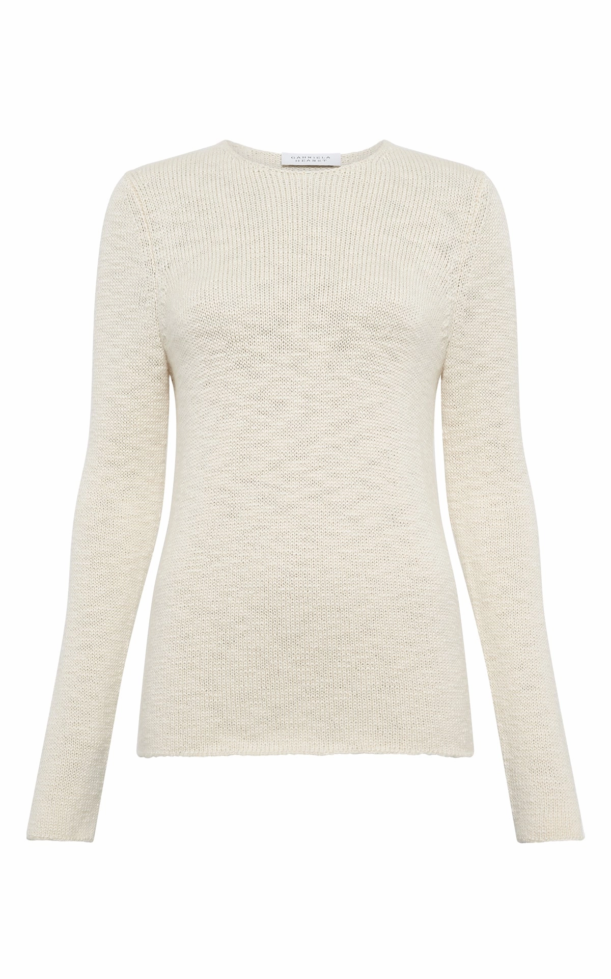 Stretch Recovery Yarn Office Warmth Deva Knit Sweater in Ivory Cashmere