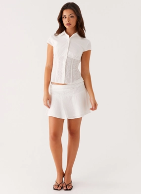 Crisp Fit Devoted Mini Skirt - White