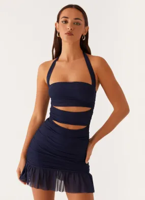 Flattering Cut Travel-Pack Devyn Mini Dress - Navy
