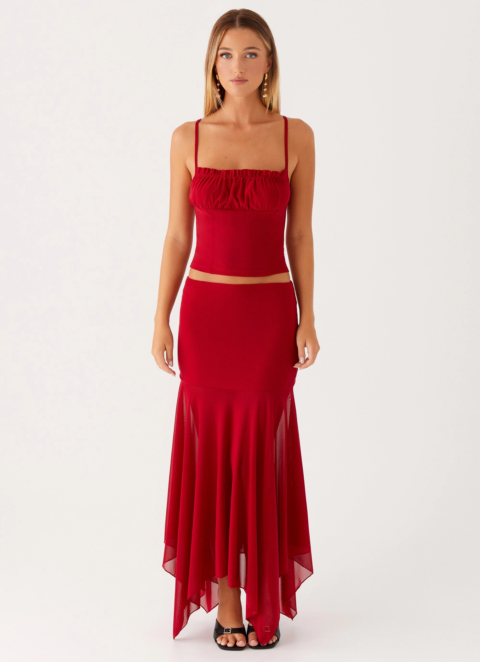 Dionne Maxi Skirt - Red Tailored Cut