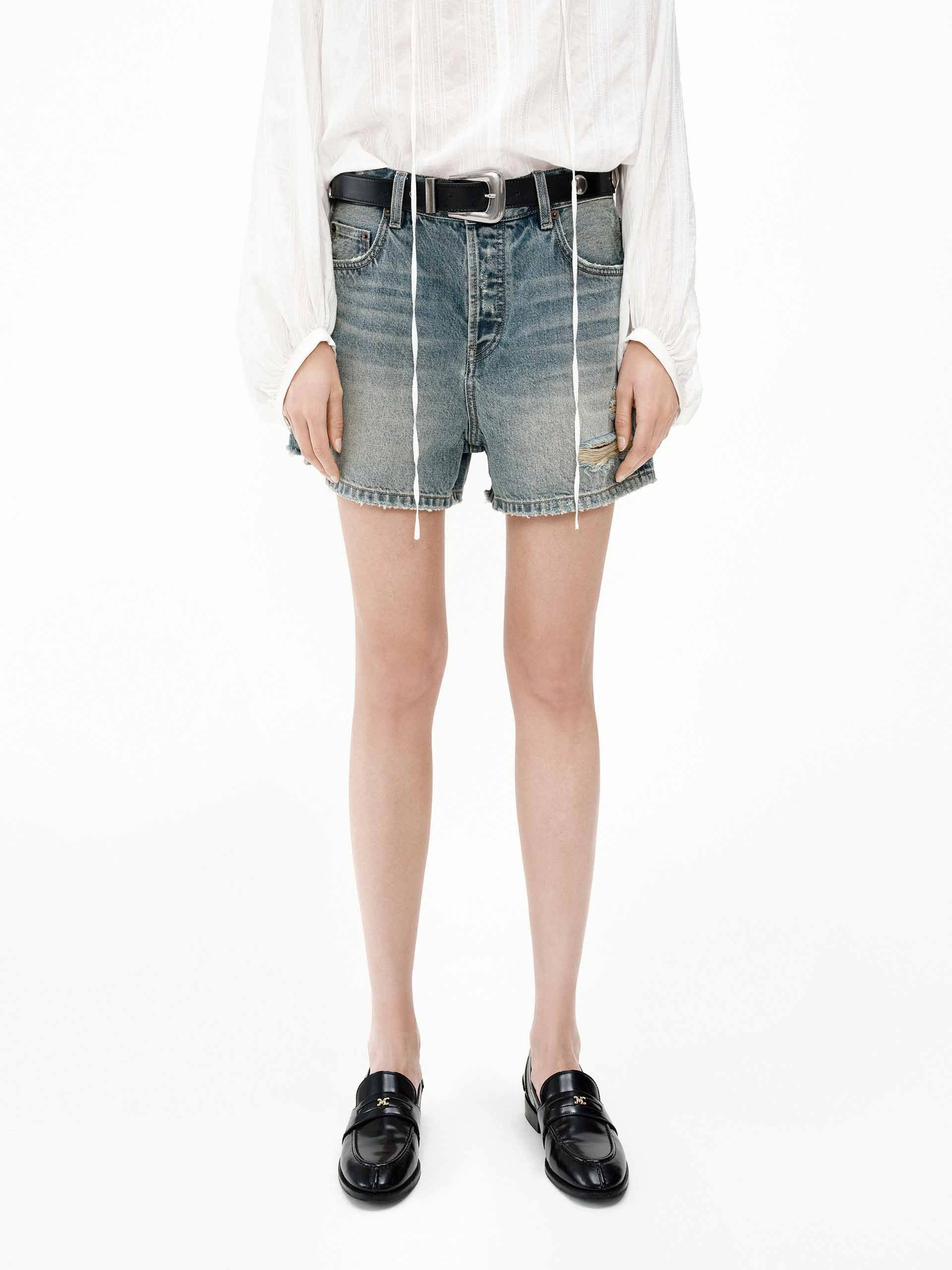 Durable Material Breezy Layer Fit Distressed Cotton Shorts