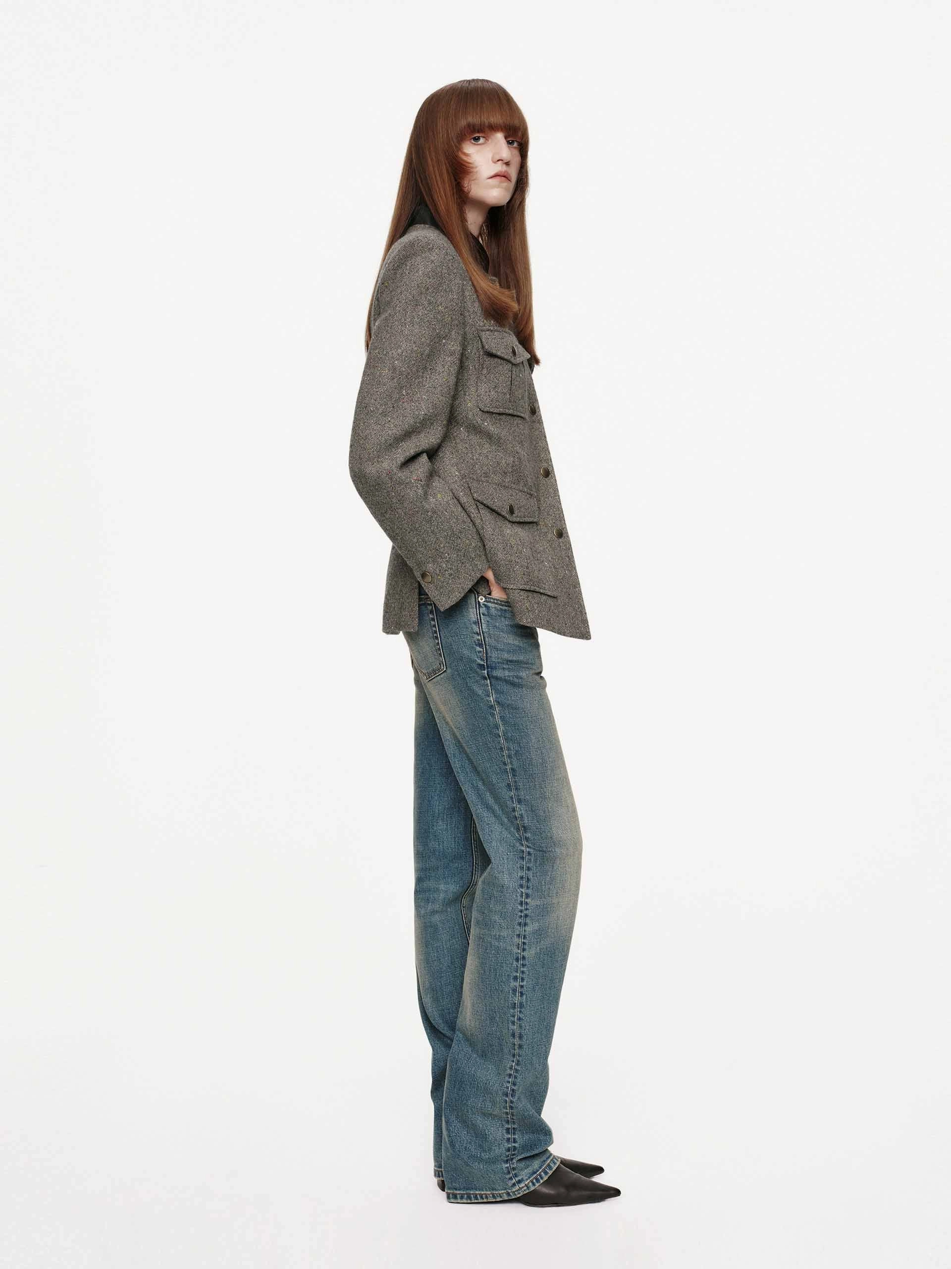 Insulated Lining Donegal Tweed Button Coat