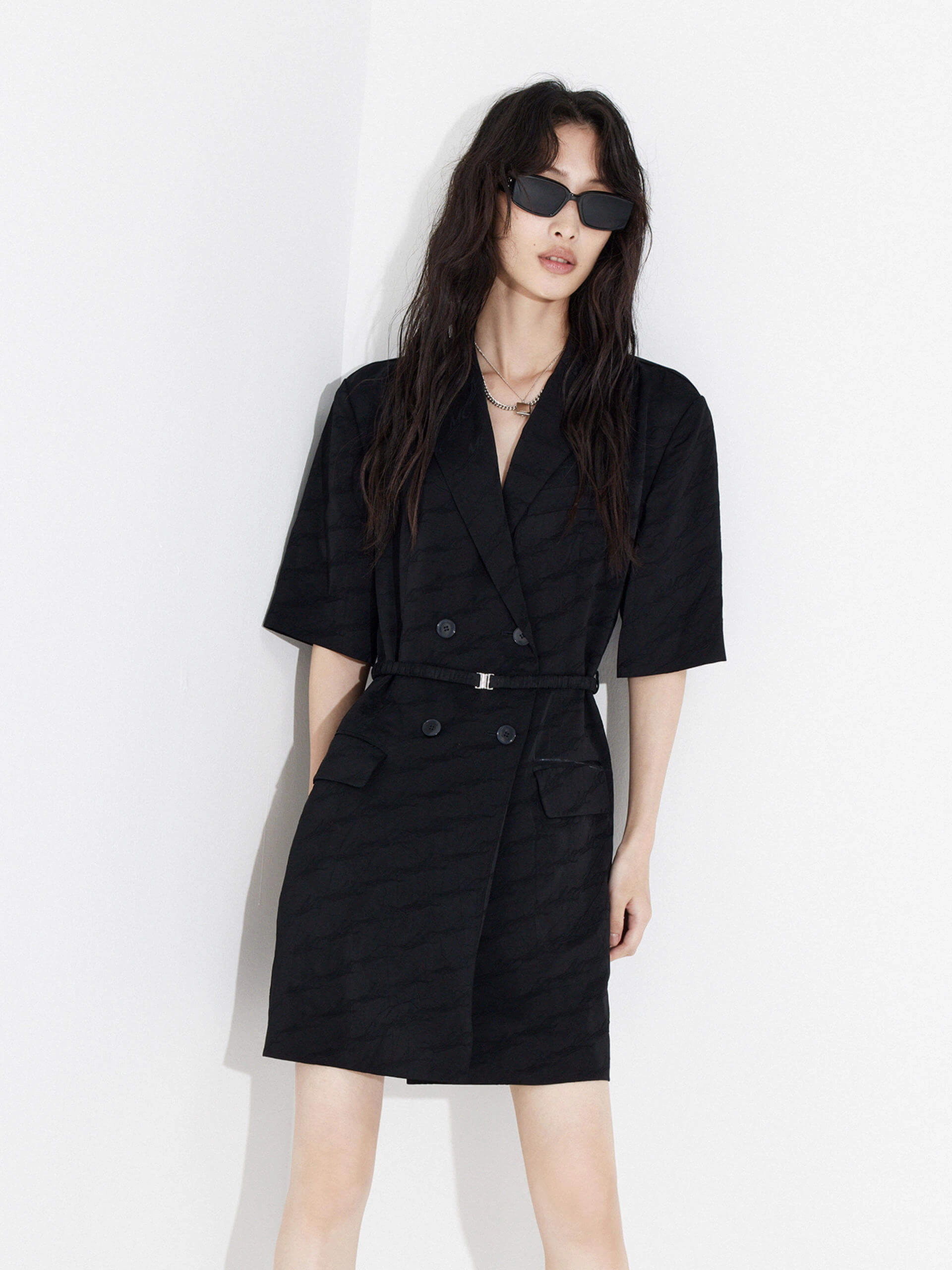 Travel Edge Double Breasted Blazer Dress with Belt