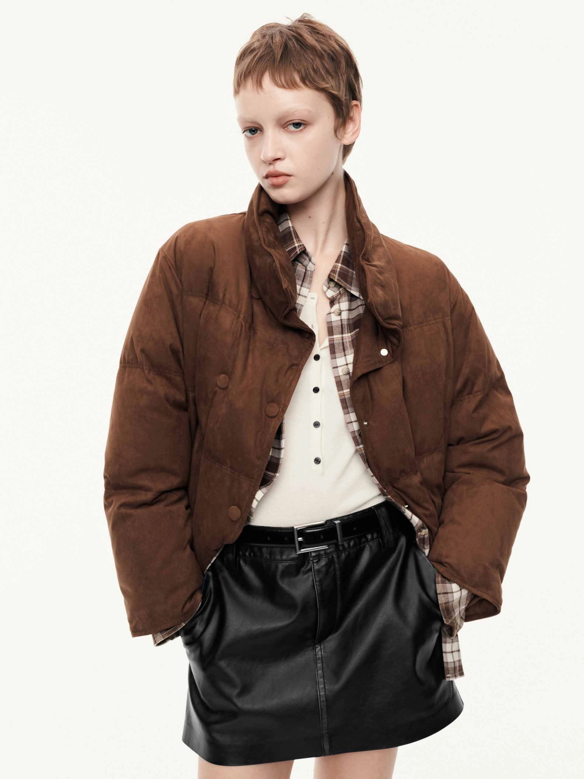 Roll Up Hood Adjustable Cuff Design Double Breasted Down Jacket