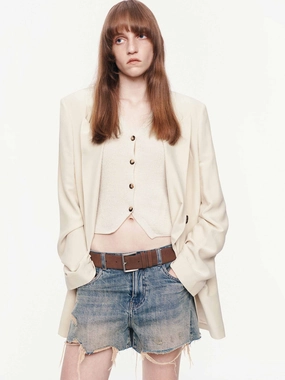 Double Breasted Structured Blazer Functional Piece