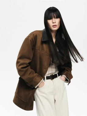 Leather Collar Down Jacket PFC Free Waterproofing