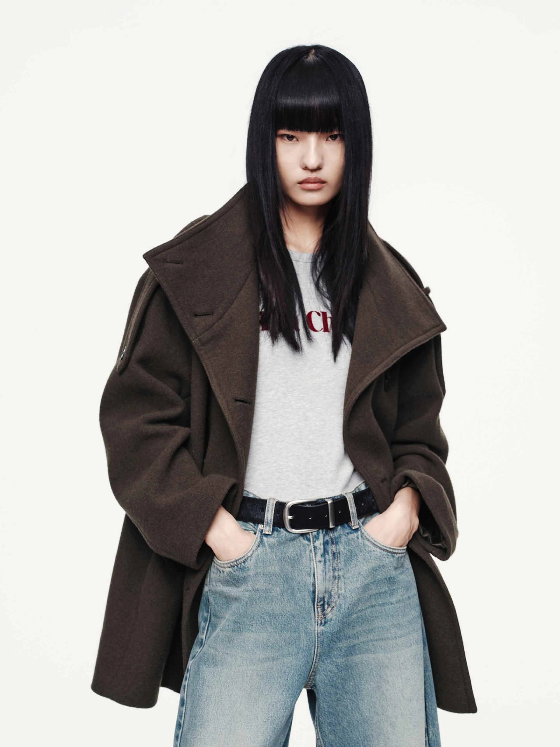 Double Breasted Wool Blend Coat Ergonomic Articulation MultiLayerSystem