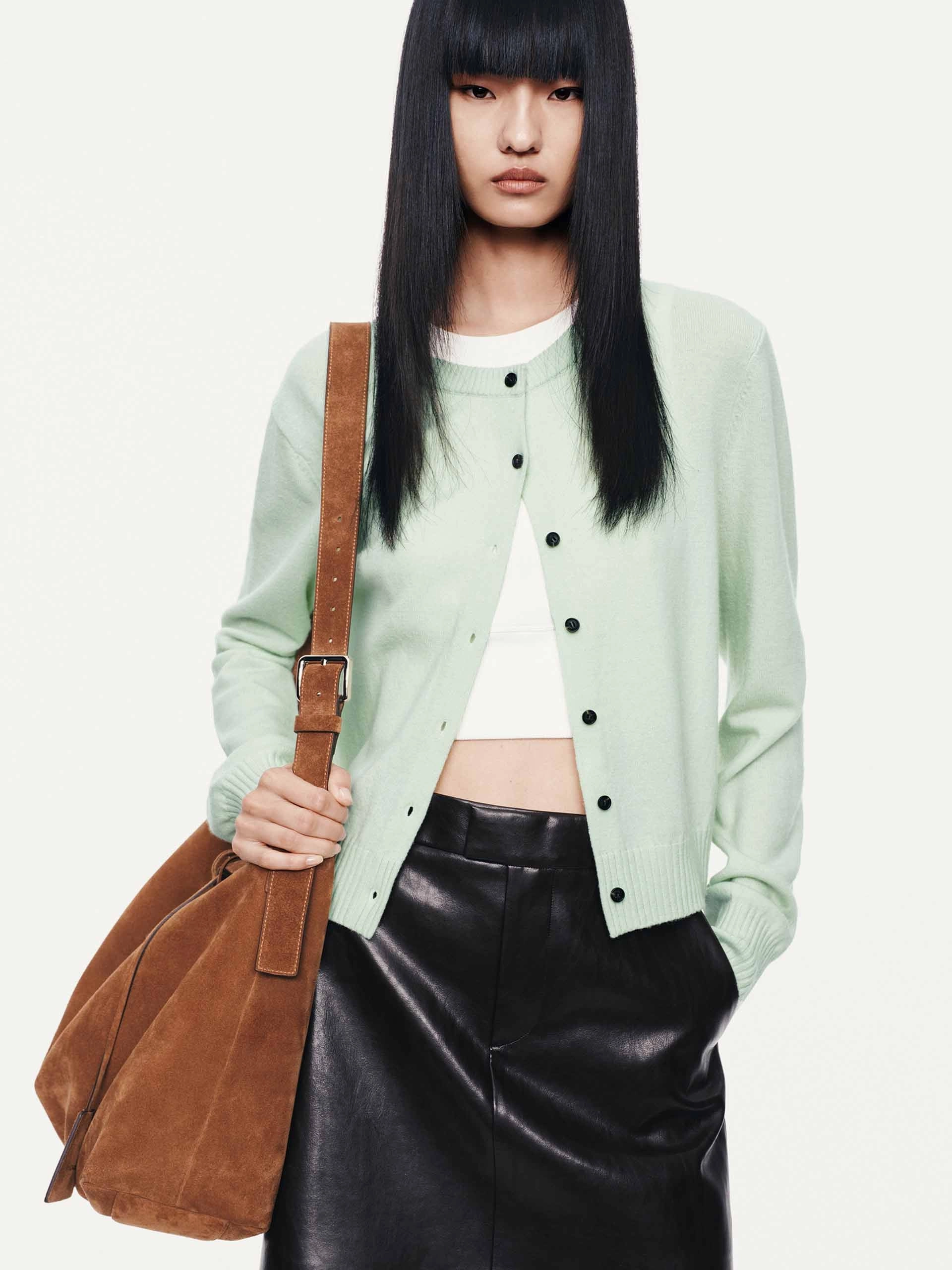 Cropped Button Closure Cardigan Outdoor Leisure