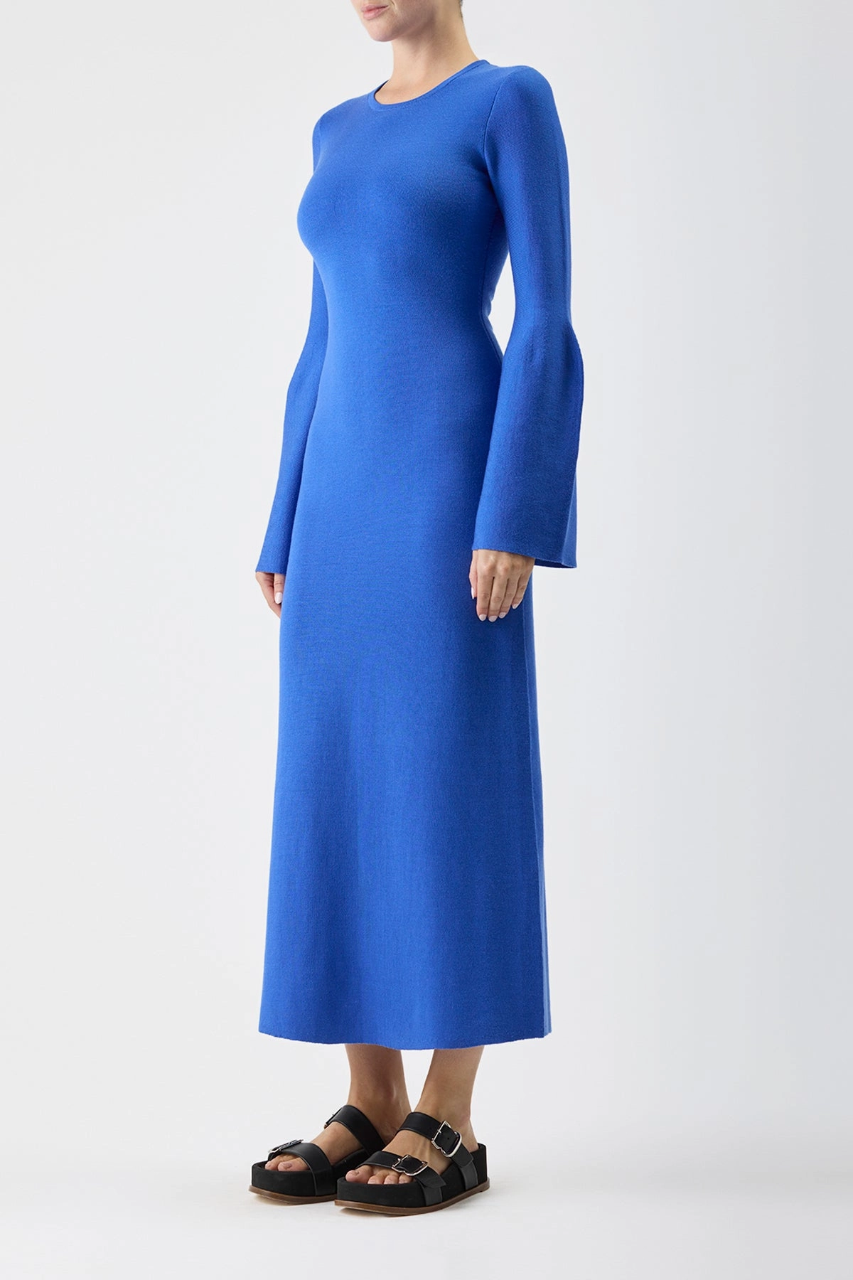 Palanco Knit Midi Dress in Sapphire Merino Wool Cashmere Everyday Pair