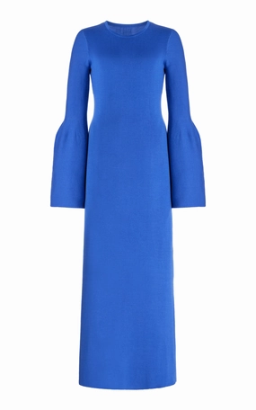 Palanco Knit Midi Dress in Sapphire Merino Wool Cashmere Stay Cozy