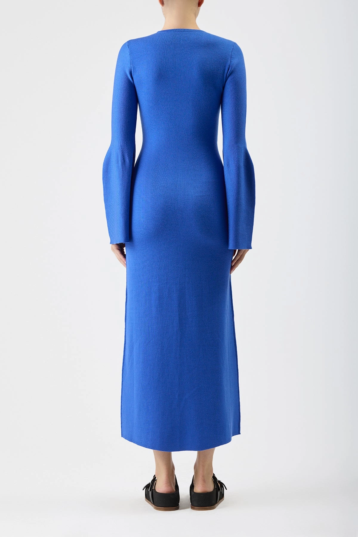 Palanco Knit Midi Dress in Sapphire Merino Wool Cashmere Daily Layer Subtle Fit