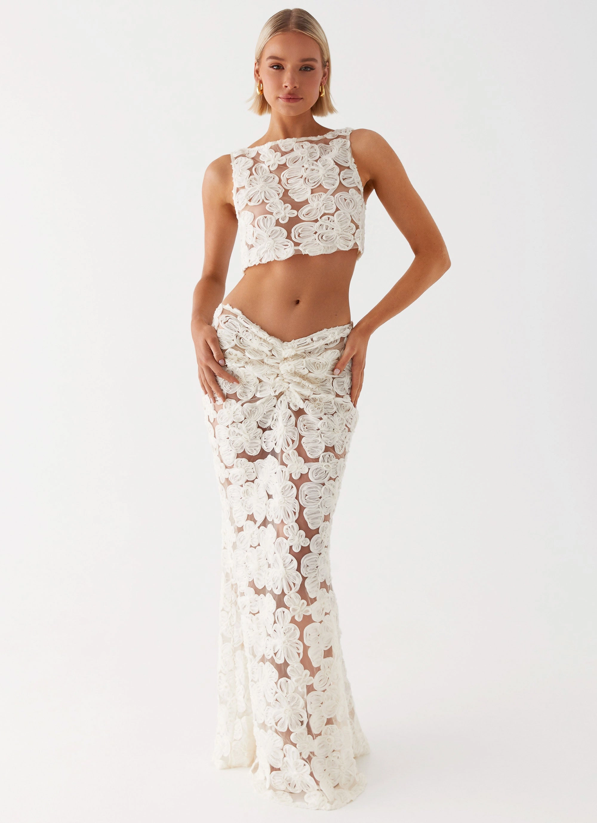 short - distance transportation Ventilated Back Fiorella Floret Top - Ivory