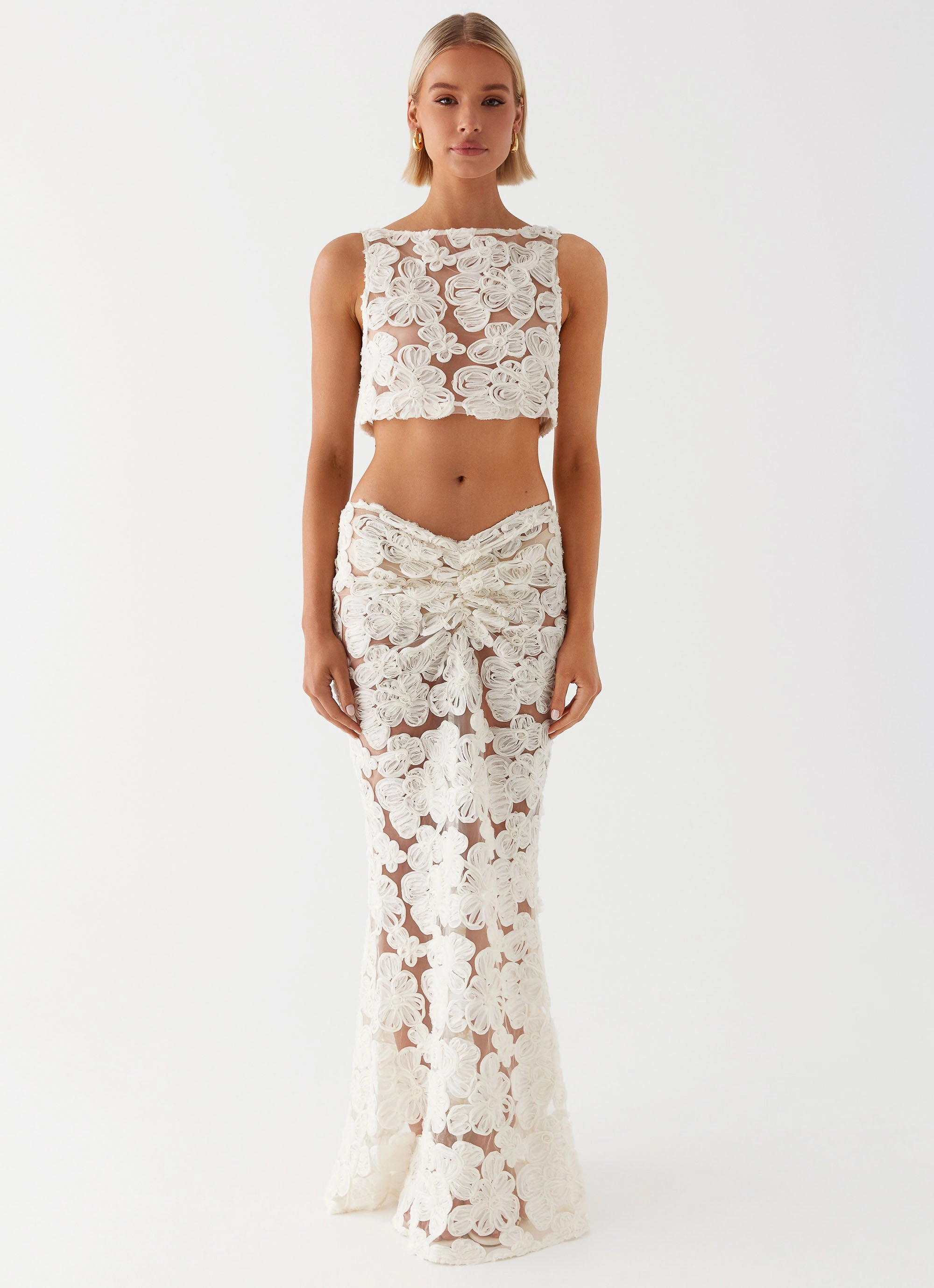 Fiorella Floret Top - Ivory desert scene