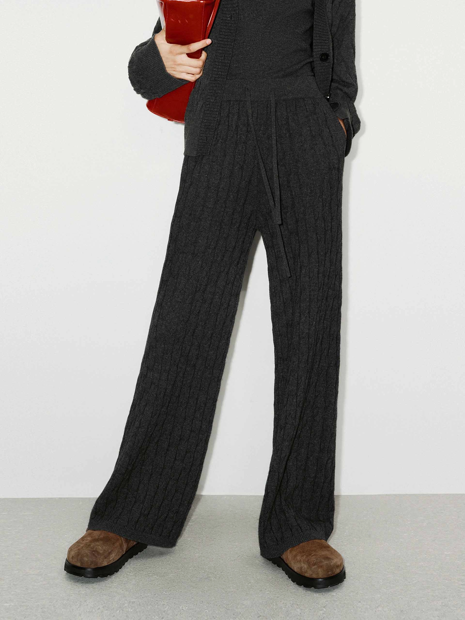 Drawstring Cable Knit Pants Secure Closures Flexible Design