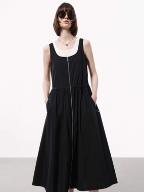 Drawstring Detail Tank Dress wrap waist Tailored Elegance