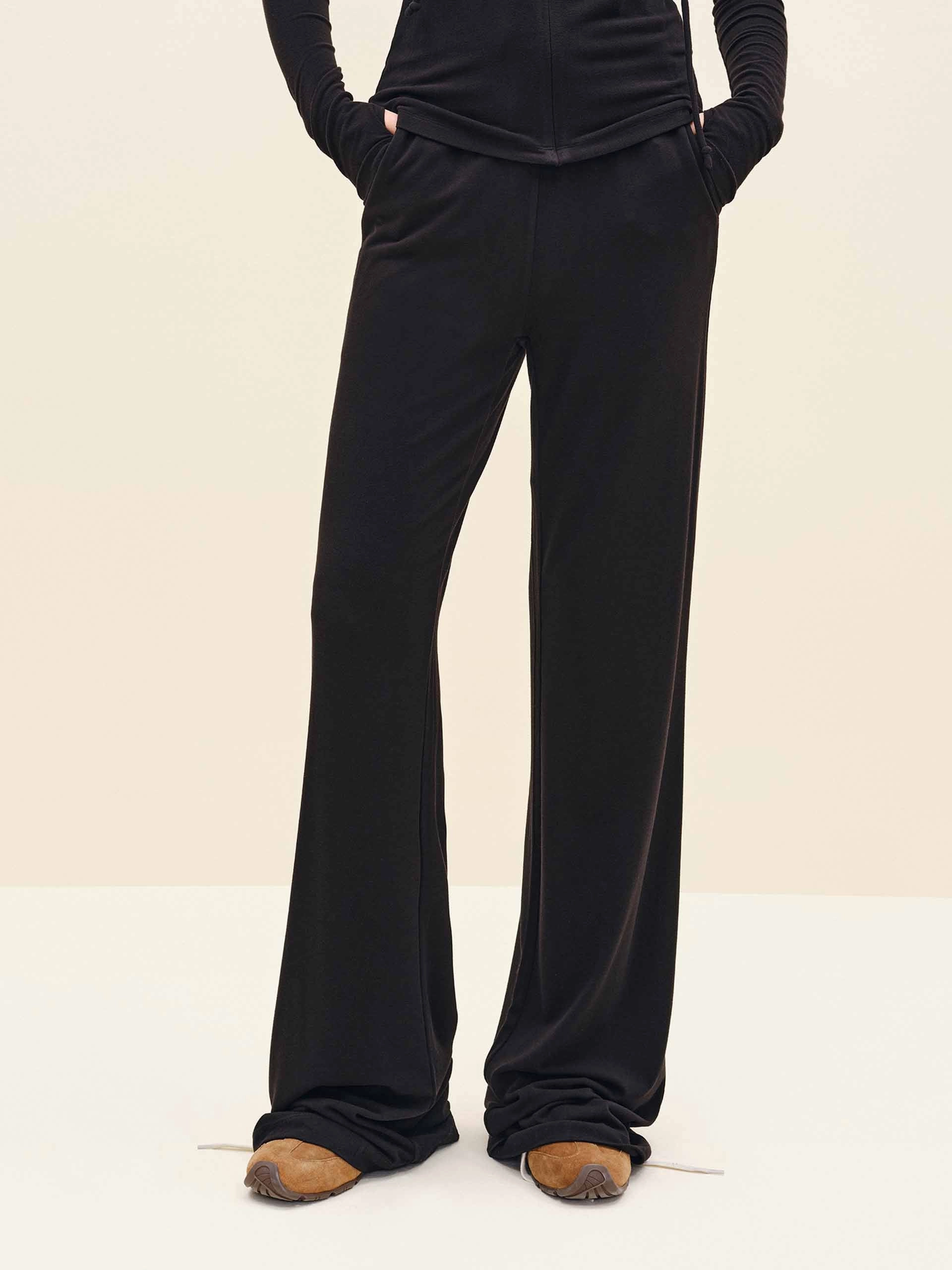 Drawstring Flared Trousers Yoga Ready Versatile staple