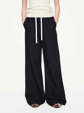 Drawstring High Waist Trousers Layering Essential