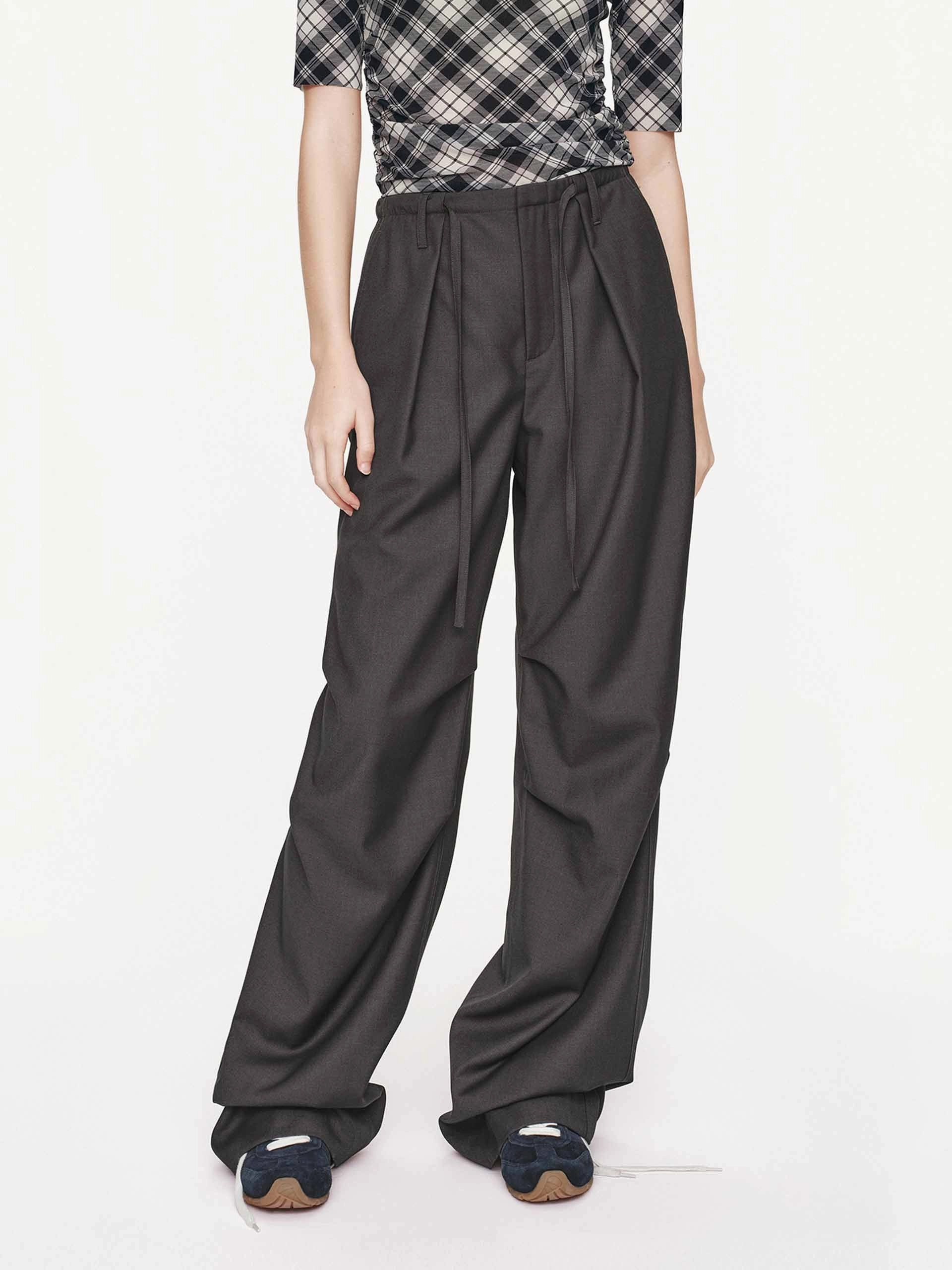 Drawstring Pleated Trousers TearResistantPanels
