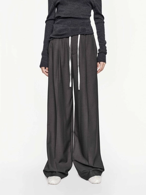 Drawstring Straight Trousers Soft Structure Mesh Comfort