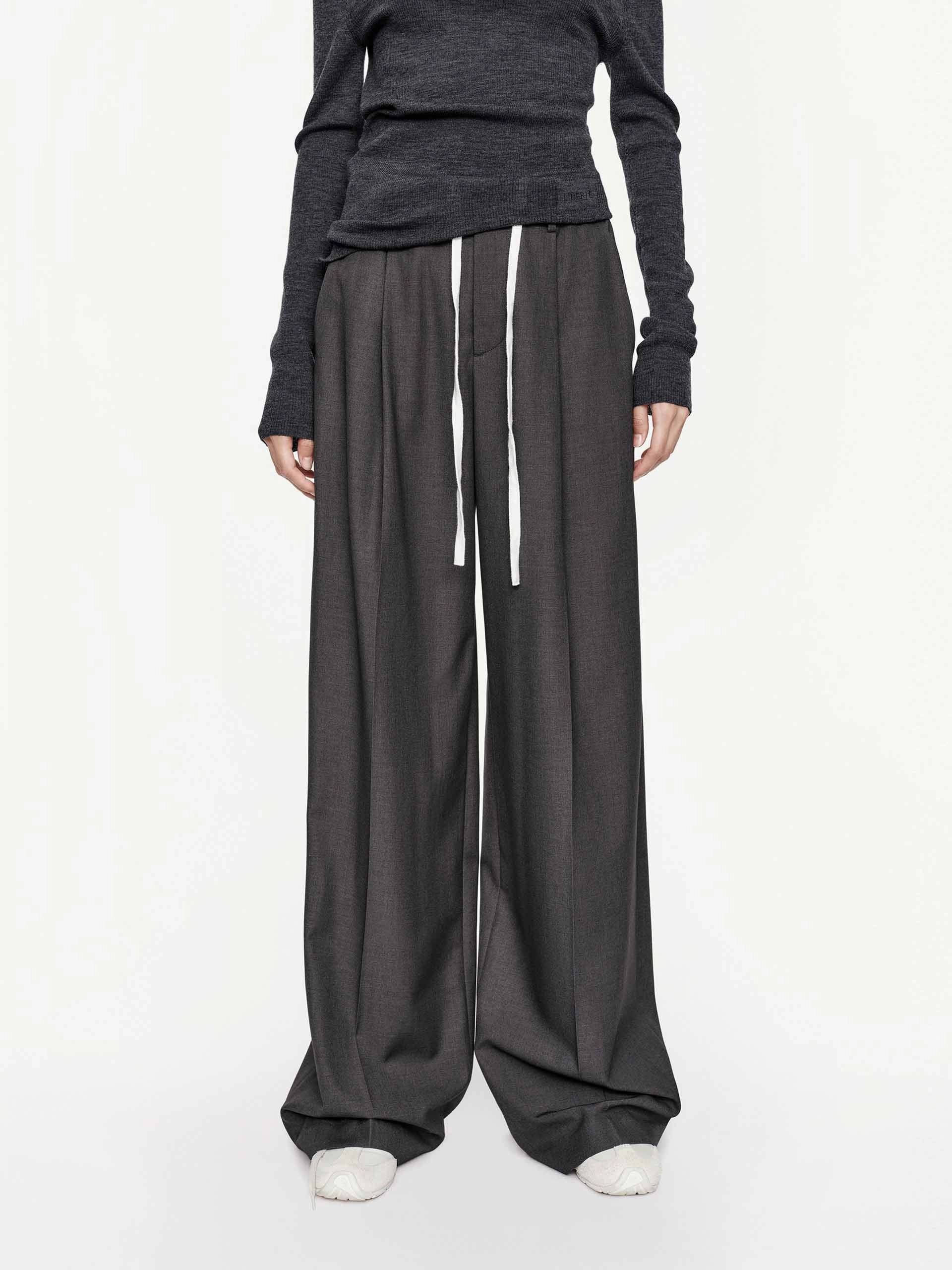 Drawstring Straight Trousers Flexible Use