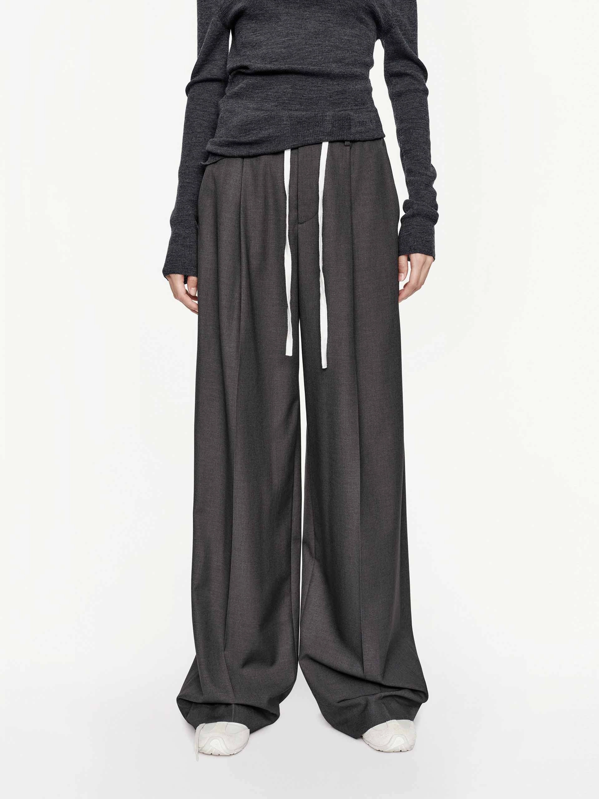 Drawstring Straight Trousers Soft Structure Mesh Comfort