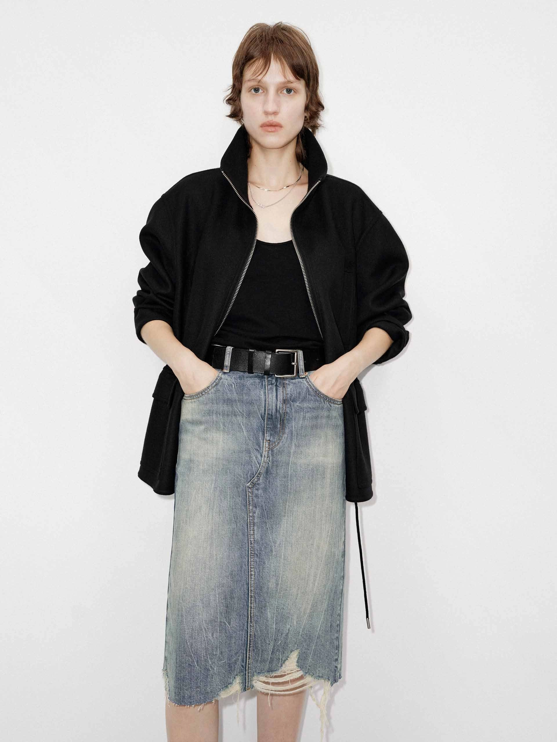 Thermal Regulating Hoodie Drawstring Waist Wool Coat