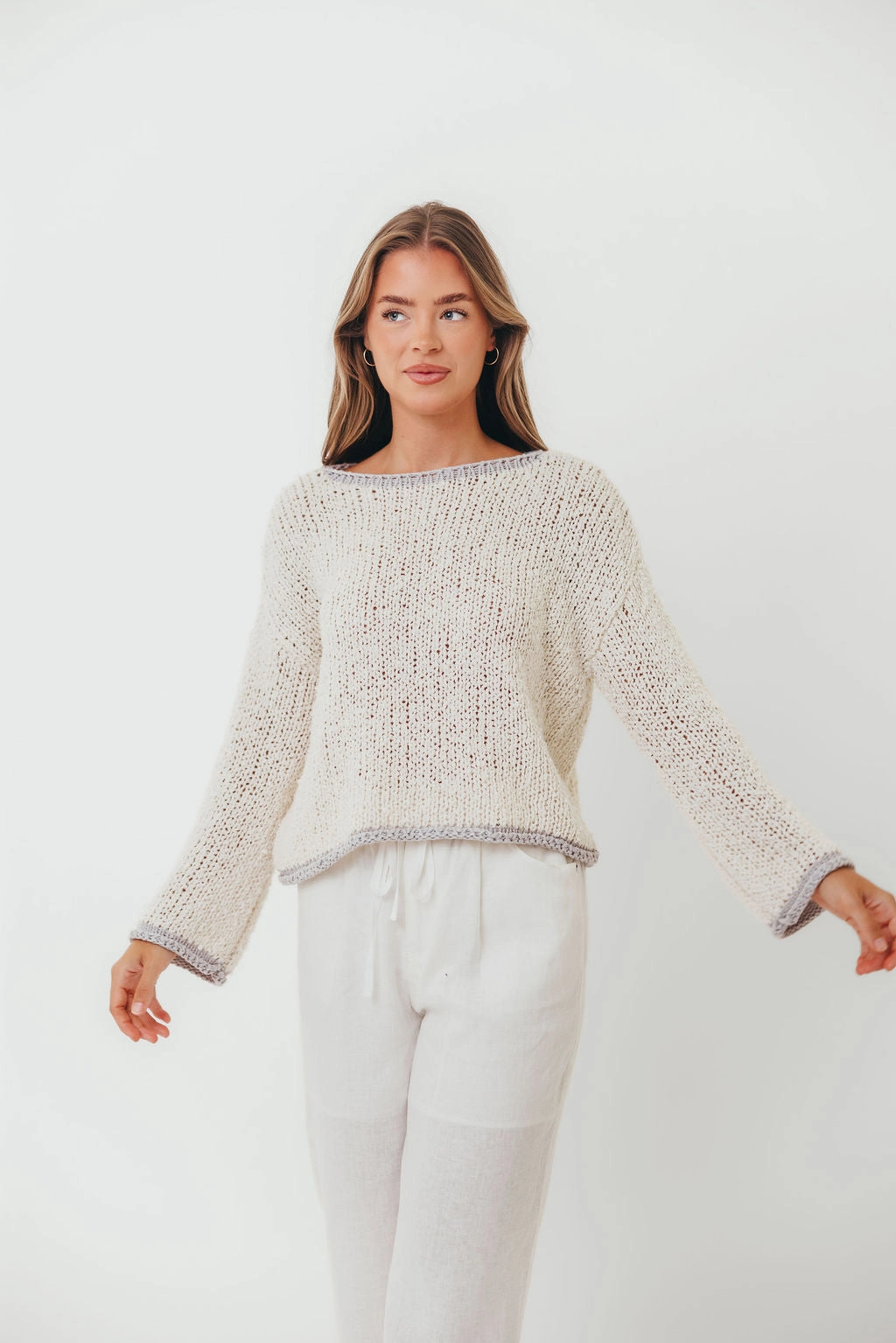 Fashionable knitwear Soft Fabric Dreamscape Sweater in Ivory Grey