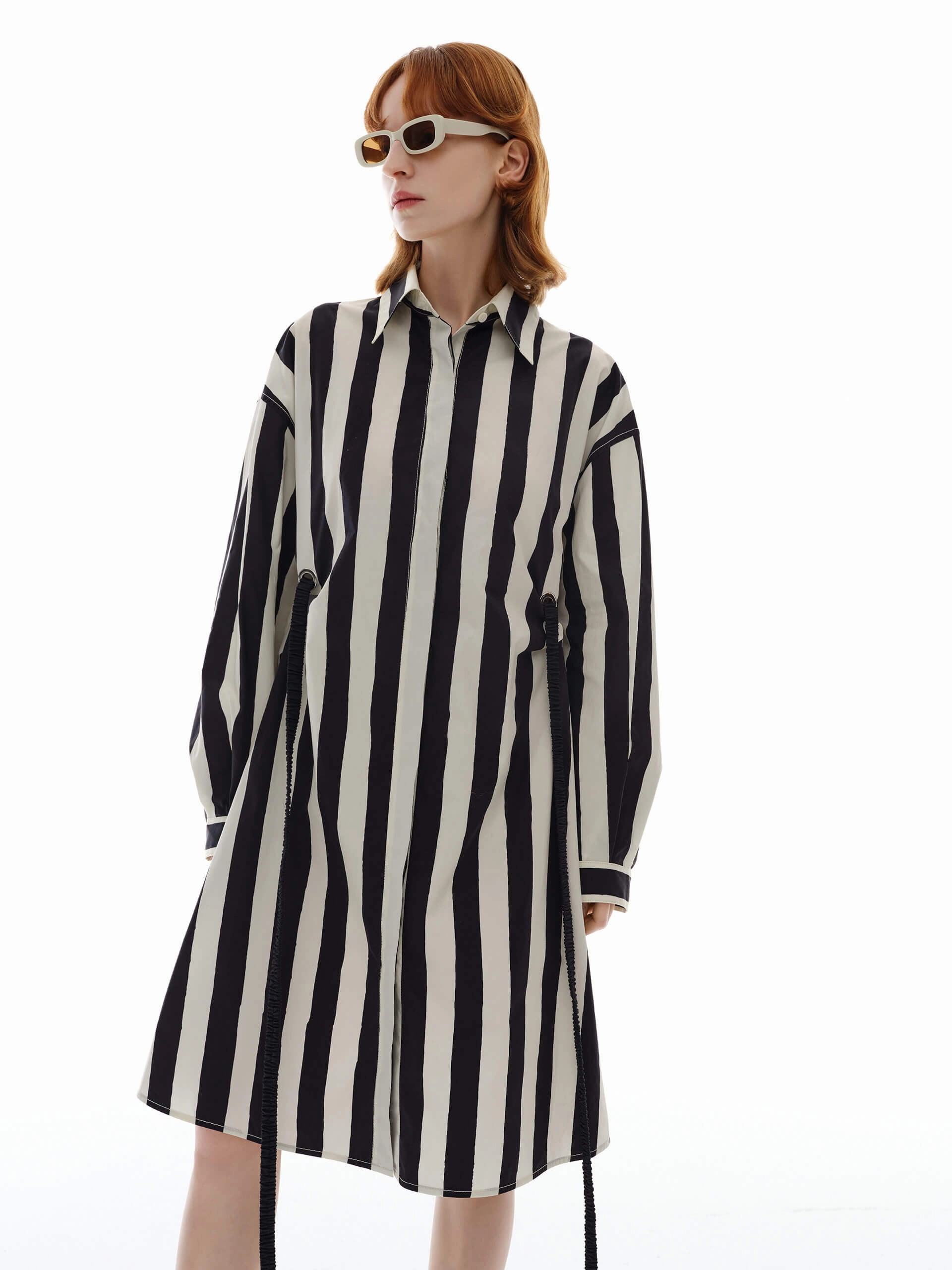 Drop Shoulder Striped Dress light layering Gentle Motion