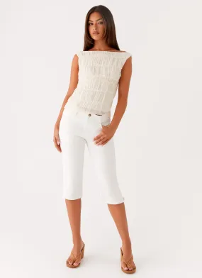 Rocco Denim Capri Pants - Off White clean look