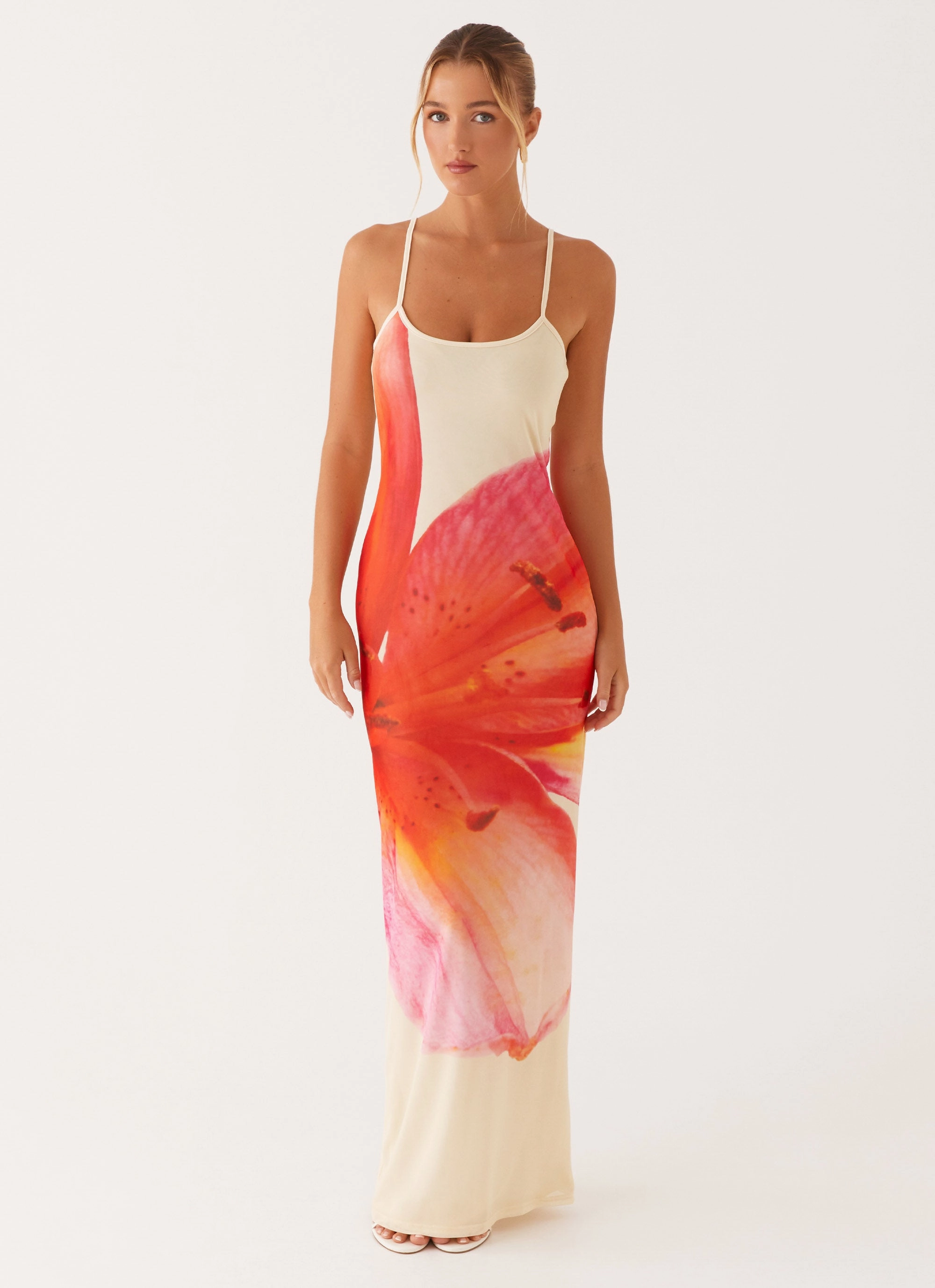 Bad News Mesh Maxi Dress - Yellow Floral A-Line