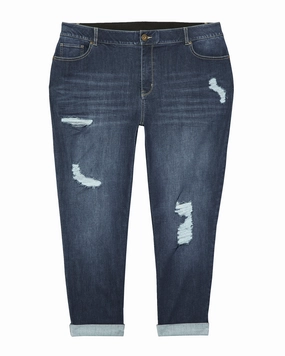 Greenpoint Destructed Boyfriend with Cuff | Dark Wash Youth Style Weekend Style Rainy Day