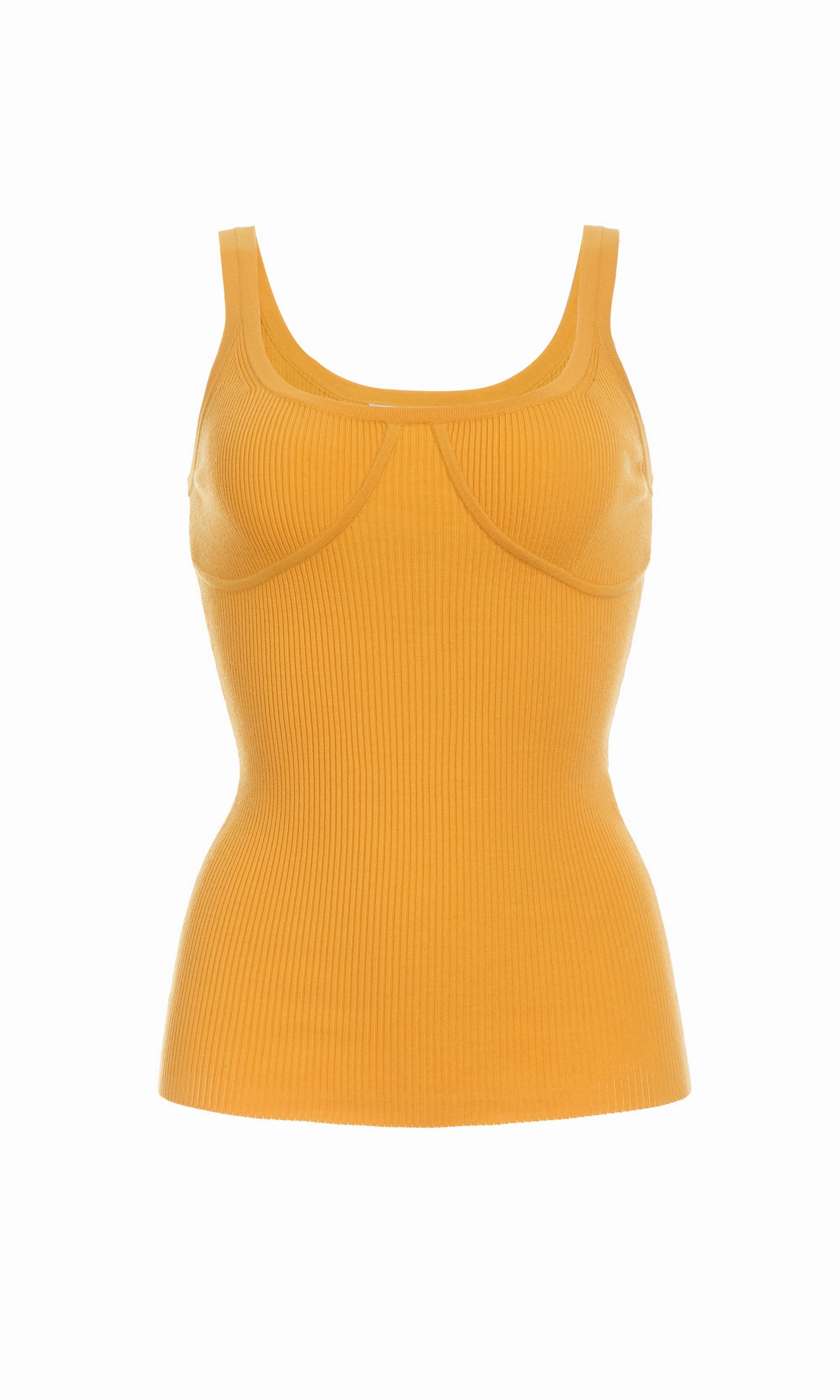 Loop Back Finish Turtle Neck Variant Aurora Knit Tank Top in Yellow Merino Wool