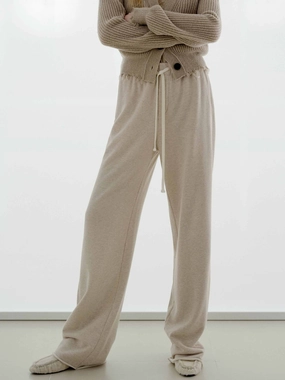 Cropped hem Chilly Weather Cotton Drawstring Detail Trousers