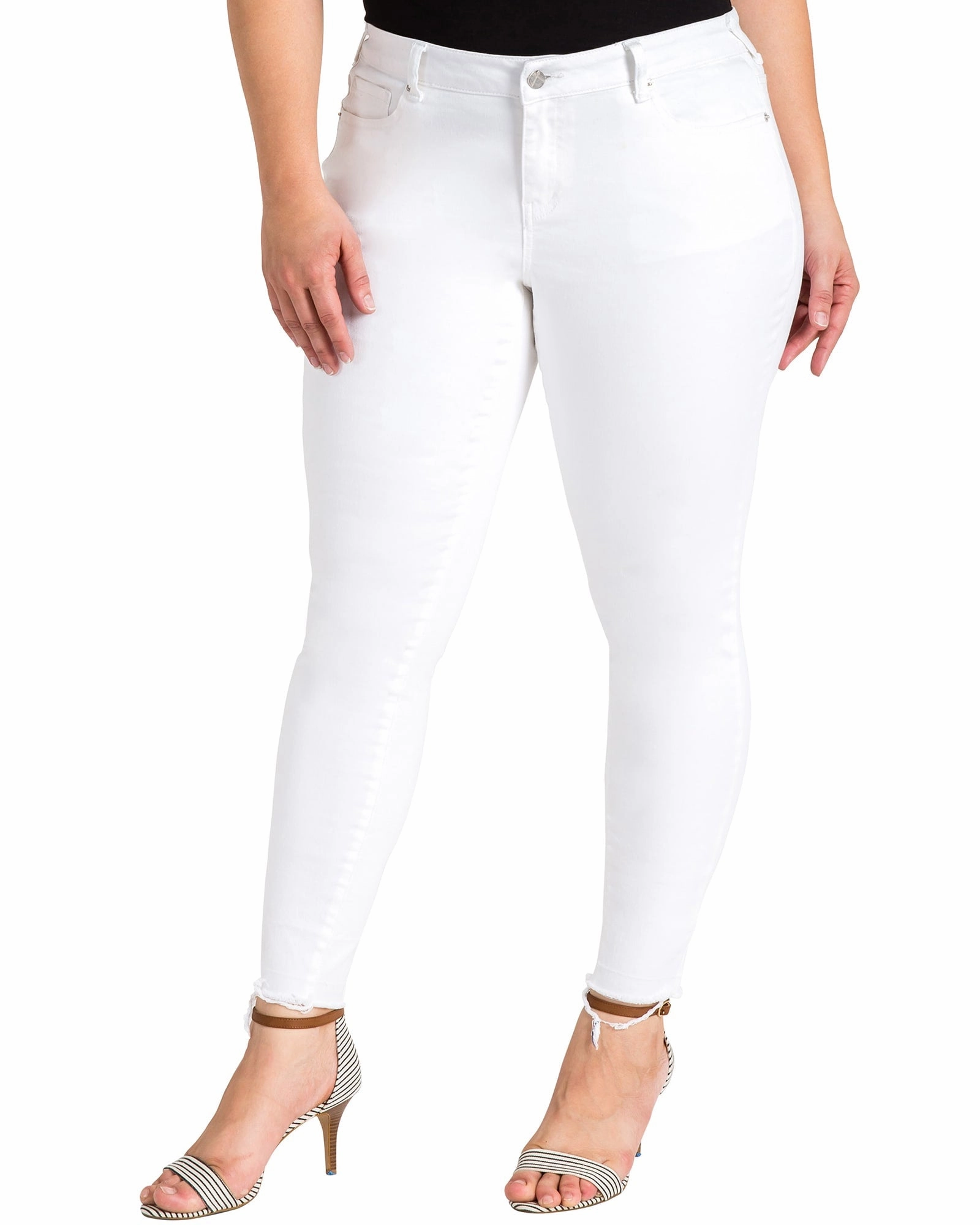 Abrasion Resistant Denim Odor Control Treatment Willa Released Hem Skinny Jeans | White