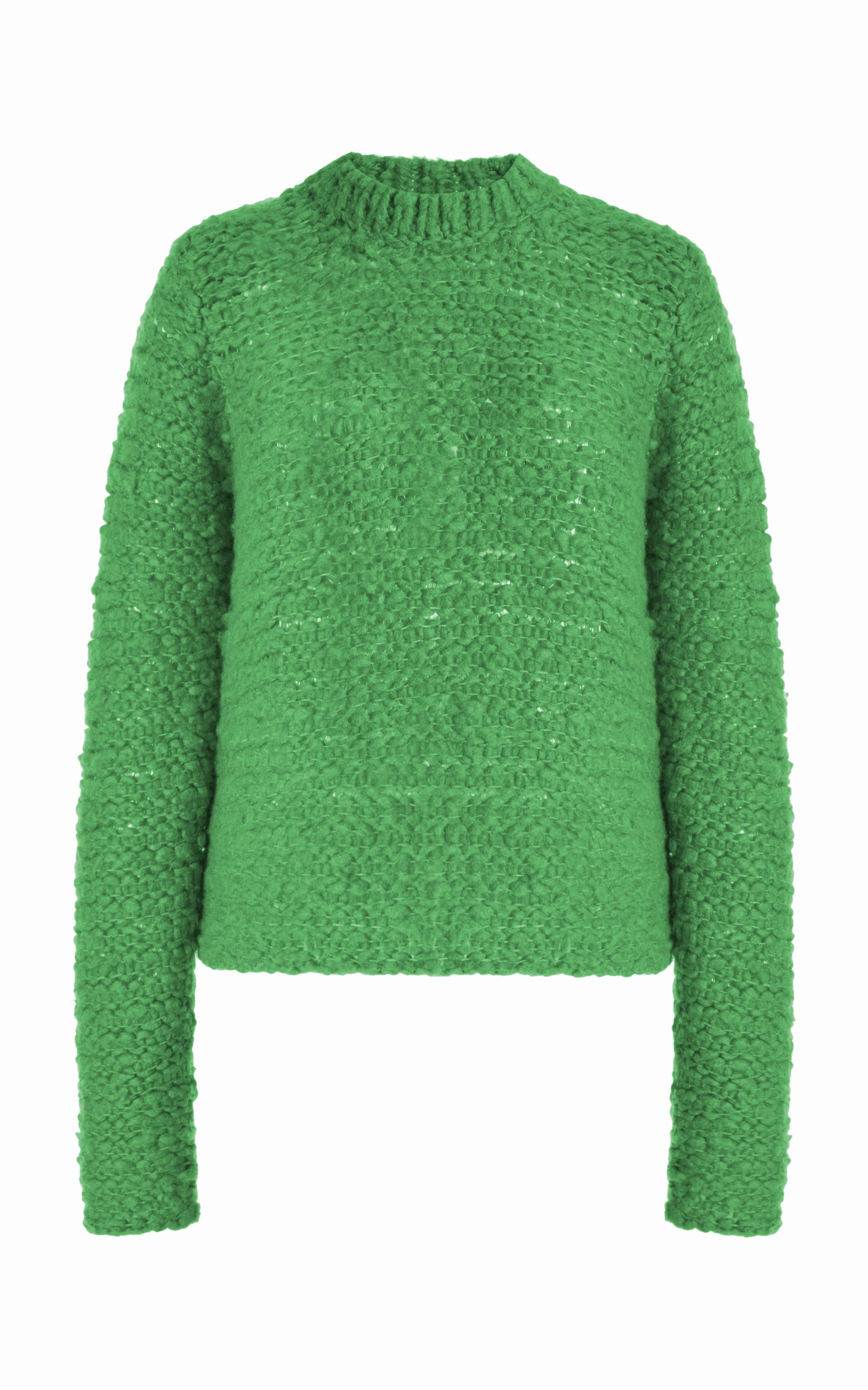 MoistureWicking Yarn Warm Outfit Durand Knit Sweater in Peridot Green Welfat Cashmere