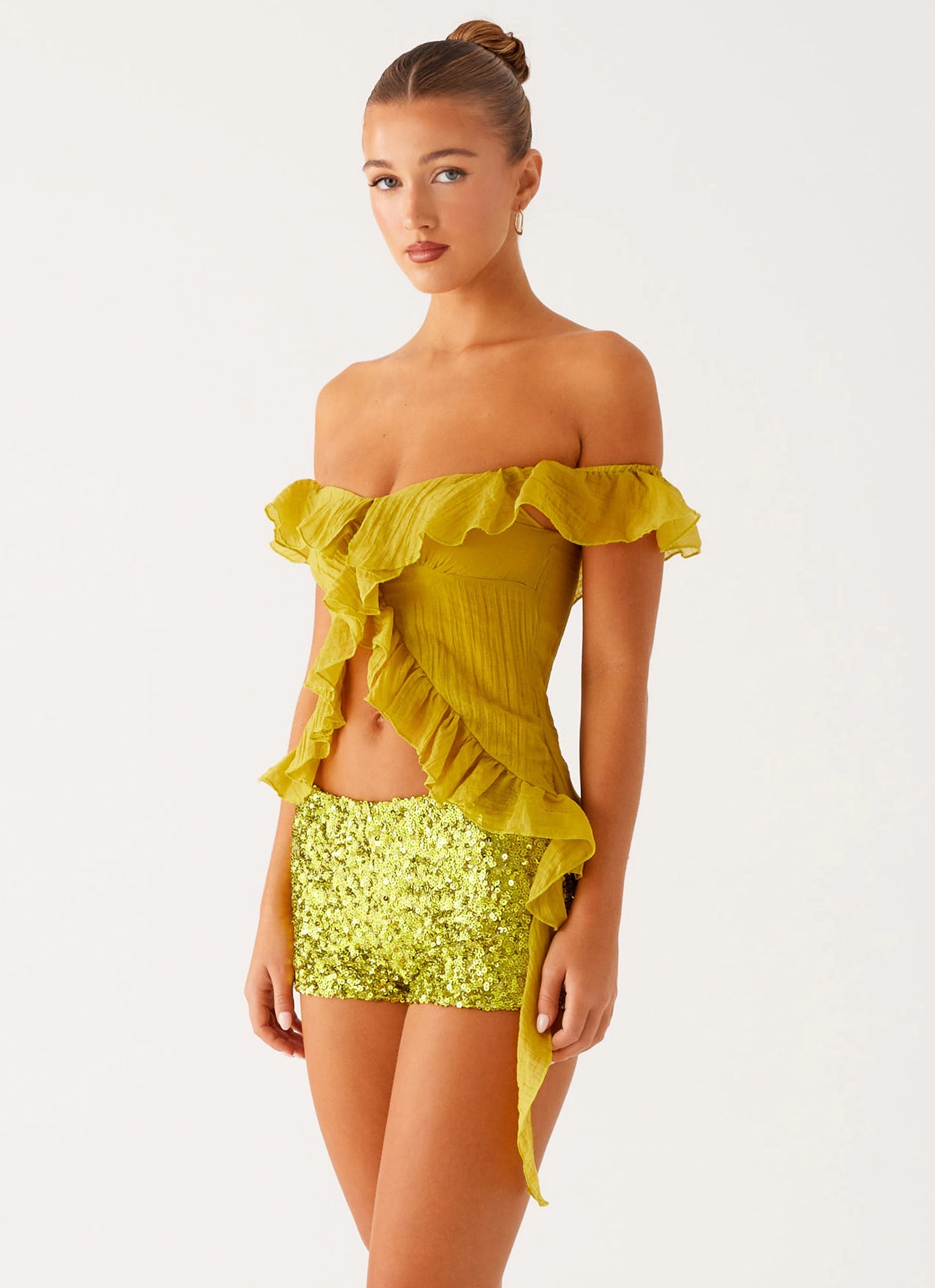 well made length Dylan Off Shoulder Top - Lime