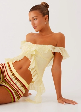 acclaim Dylan Off Shoulder Top - Yellow