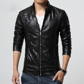 ZipperClosure Hook and loop fasteners West Louis? PU leather Biker Jacket
