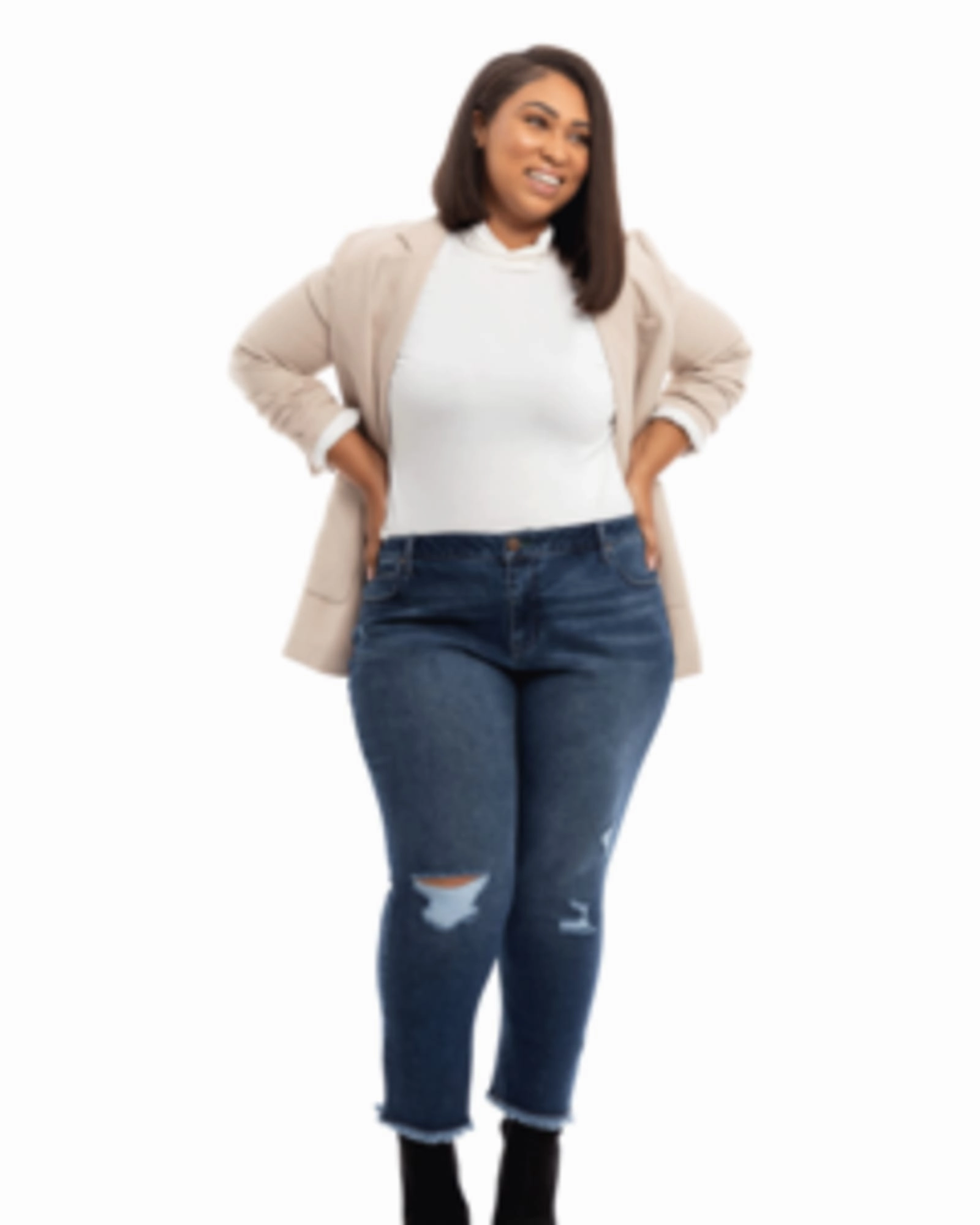 Timeless Wear Casual Option Carrie Frayed Hem Girlfriend Jean | Talia