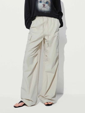 Sporty Cut Cargo Pocket Drawstring Pants
