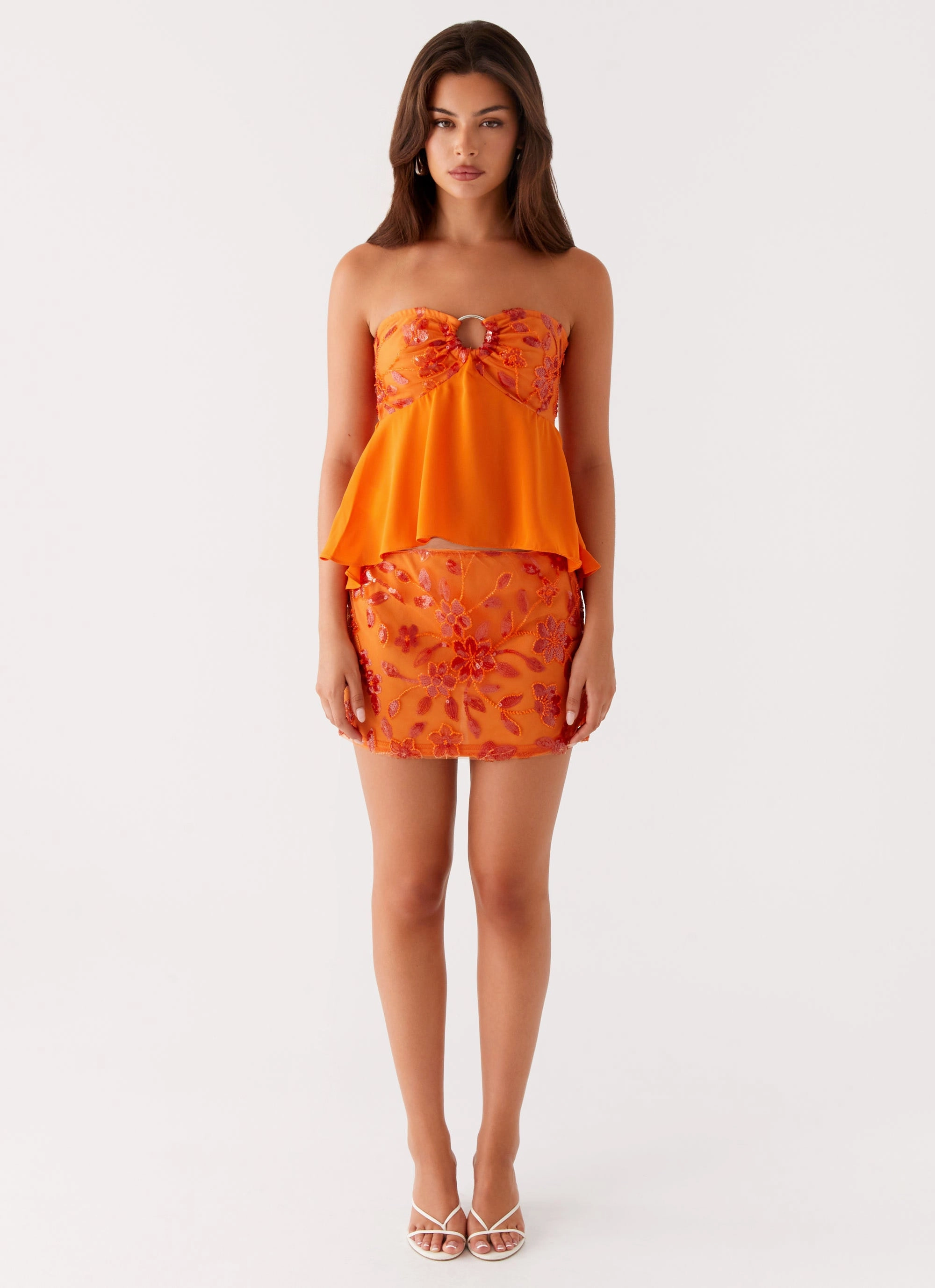 Kenya Beaded Halter Top - Orange Non Chafe Seams sonar detection