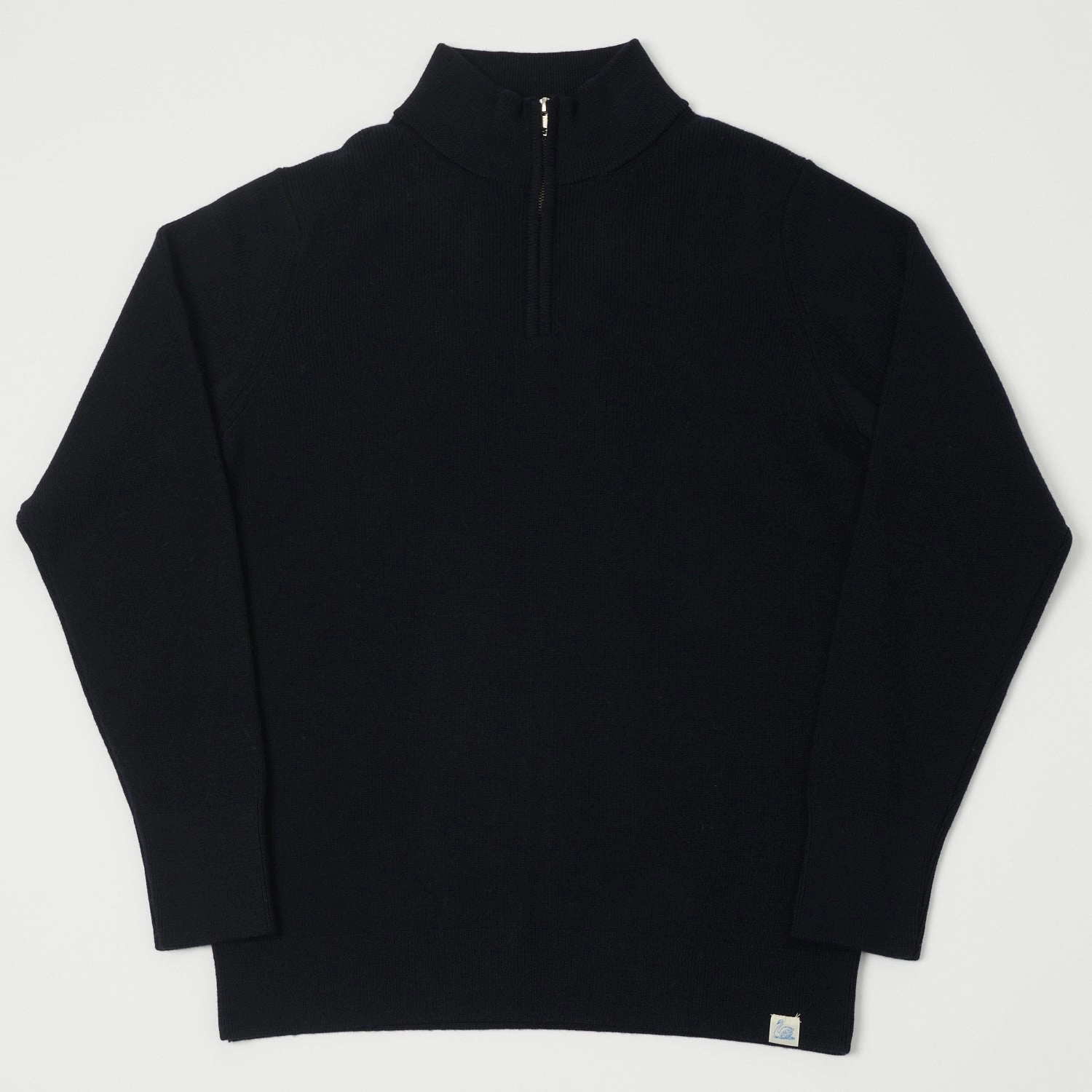 Day Layer Merz b. Schwanen 'Good Basics' Merino Wool Quarter Zip Pullover - Dark Navy